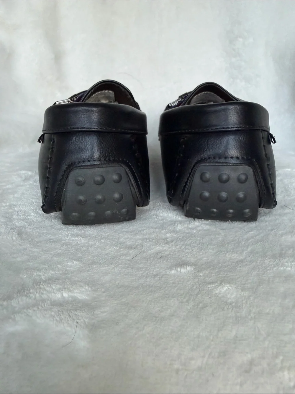 Rocawear Men’s Black Slip-On Driving Loafers with Red-Blue Accent Size 9.5